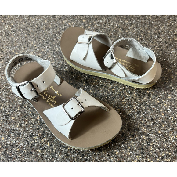 Hoy Shoe Co White Split Leather Little Girls Toddler Size 8 Summer Casual Sandal - Picture 1 of 11